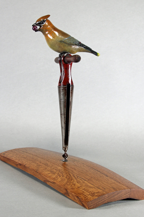 FL140 Cedar Waxwing Reserve 16x18x7 $2275 at Hunter Wolff Gallery